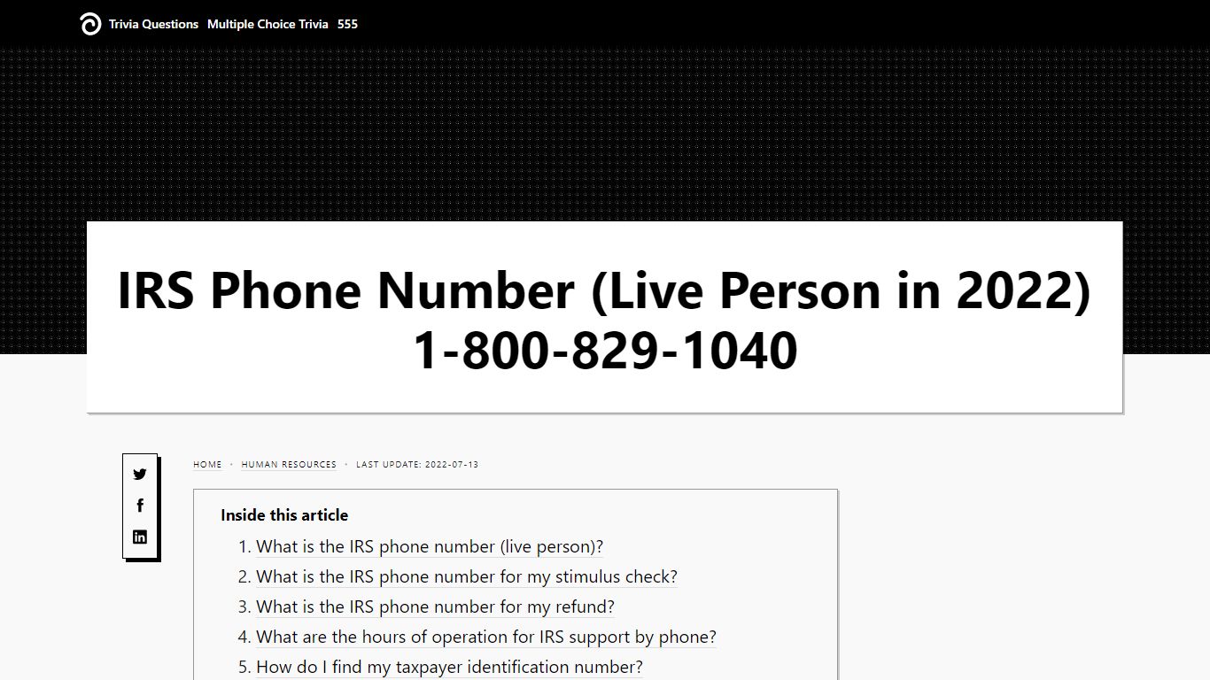 IRS Phone Number (Live Person in 2022) 1-800-829-1040